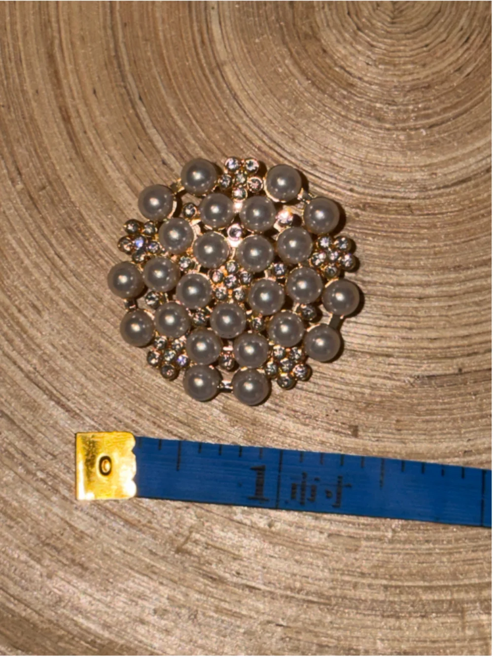 Women's Vintage Style Pearl and Rhinestone Brooch, Gold and White